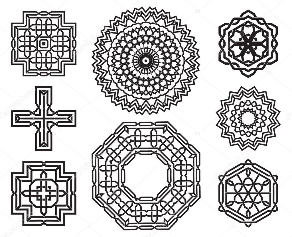 Set of celtic knot design elements