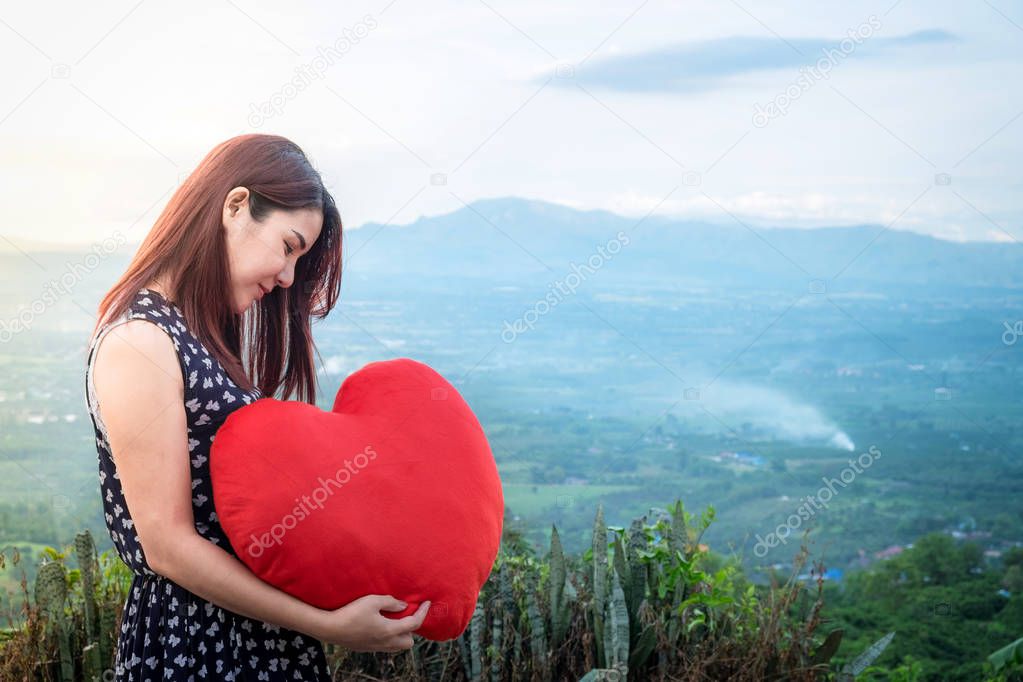 Valentine's Day, love and feelings, Young Asian beautiful woman 