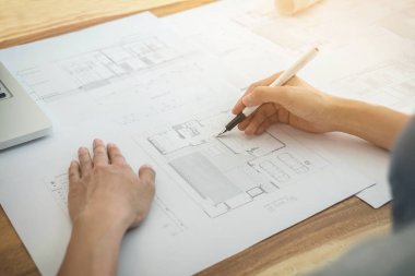 Mühendis ya da mimari proje, görüntü Architec, yakın