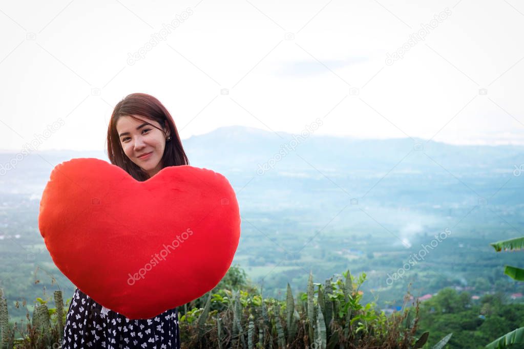 Valentine's Day, love and feelings, Young Asian beautiful woman 