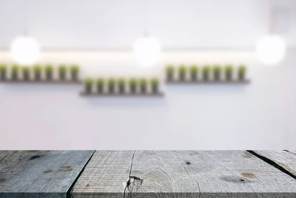 Image of Selected focus empty wooden table and Coffee shop or bl — Stock Photo, Image