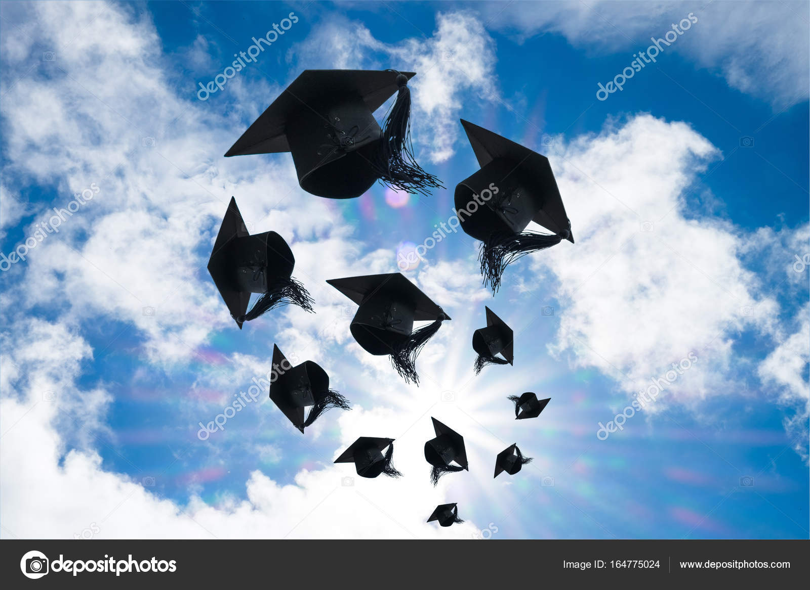 Graduation day, Images of graduation Caps or hat throwing in the Stock