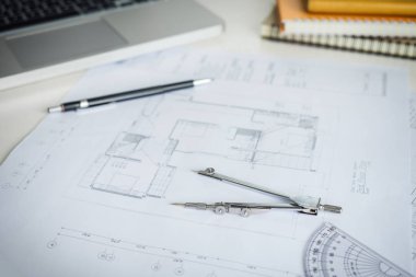 kağıt çizim proje kroki mimari, bölücüler blueprint,