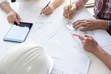 Plan, pa ile çalışma toplantı mühendisi çalıştığı mimar