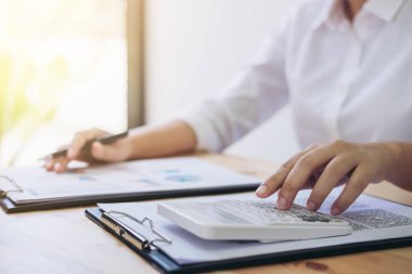 Kadın muhasebeci hesaplamalar ve mali analiz dat grafik