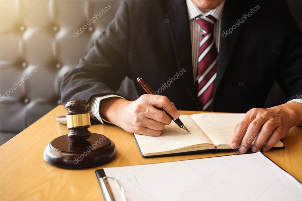 Judge gavel with Justice lawyers, Businessman in suit or lawyer 