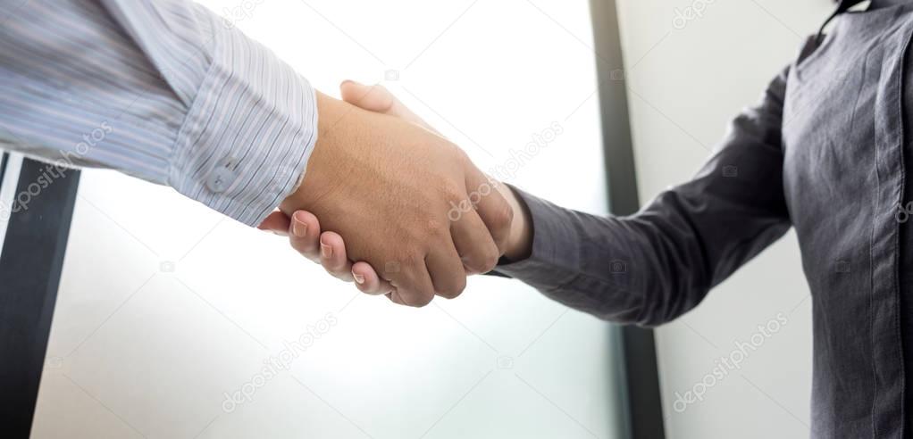 Meeting and greeting concept, Two confident Business handshake a