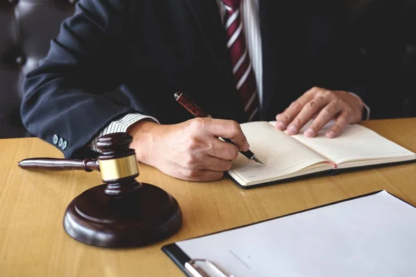 Judge gavel with Justice lawyers, Businessman in suit or lawyer — Stock Photo, Image