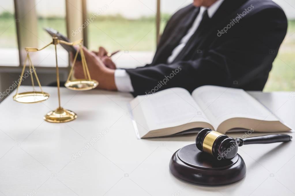 Judge gavel with Justice lawyers, Businessman in suit or lawyer 