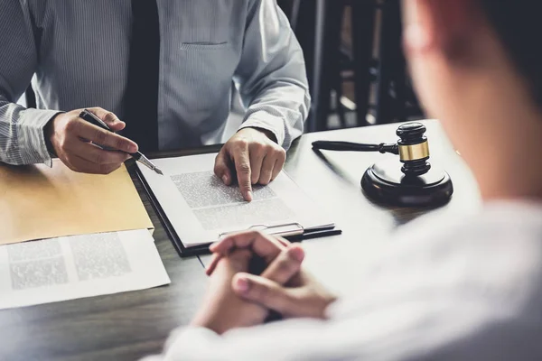 Businessman and Male lawyer or judge consult having team meeting — Stock Photo, Image