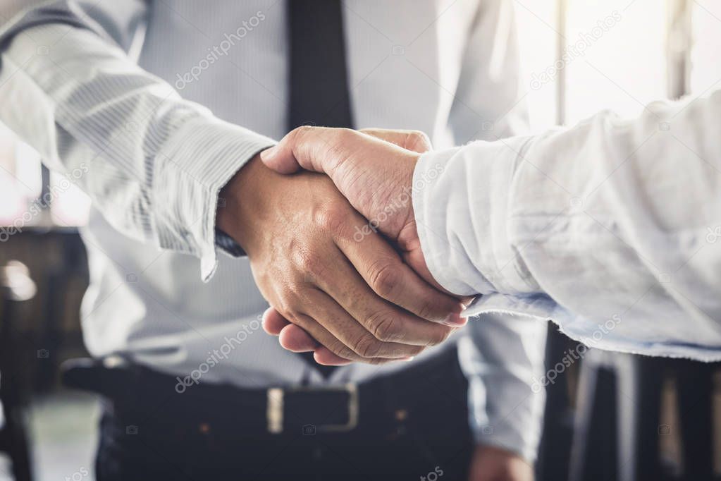Handshake after good cooperation, Two Businessman handshake afte