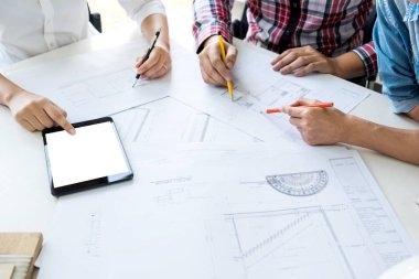 Plan, pa ile çalışma toplantı mühendisi çalıştığı mimar