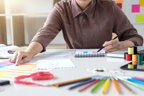 Stylish fashion designer working as fashion designers measure as — Stock Photo, Image