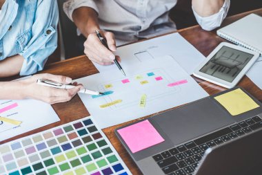 Yaratıcı Web / Grafik Tasarımcı planlama, çizim web sitesi Ekibi 