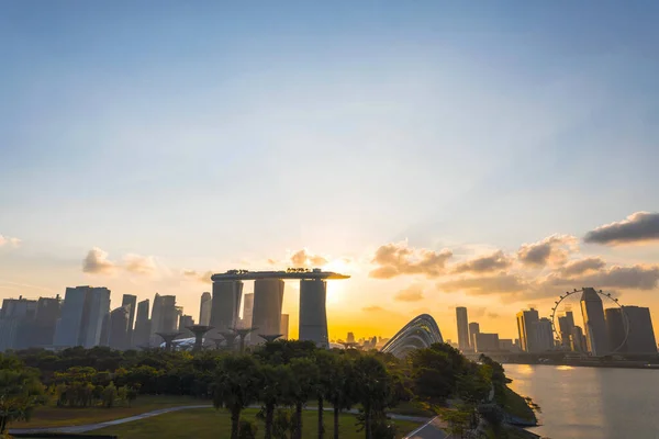 Singapore Landscape Business Building Marina Bay Singapore View Evening Sunset — Stock Photo, Image