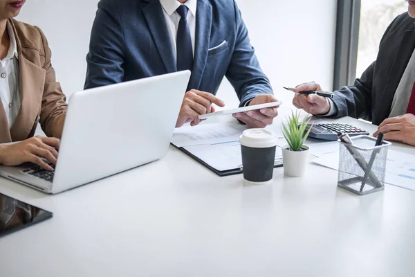 Groep Van Business Partner Professioneel Team Samenwerkende Vergadering Bespreken Analyseren — Stockfoto