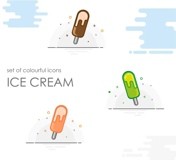 Ice cream icon set — Stock Vector