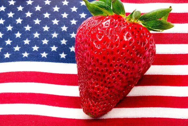 Strawberry with American flag — Stock Photo, Image