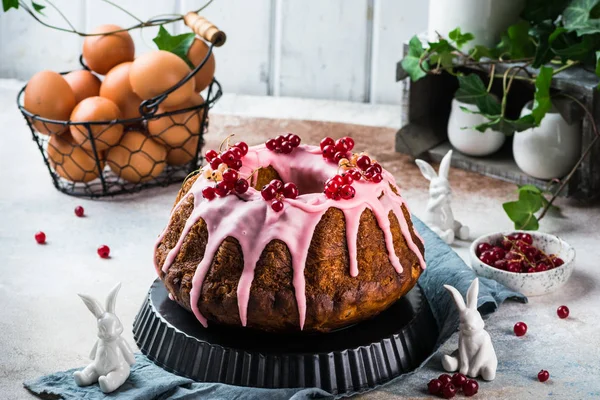 Easter cake. Bundt cake. easter concept. panettone. still life of food, easter day, spring food, cake with berries, brioche.