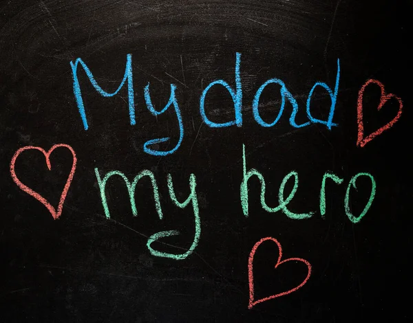 Hand Writing Fathers Day Chalkboard Wood Background Father Day Dad — Stock Photo, Image