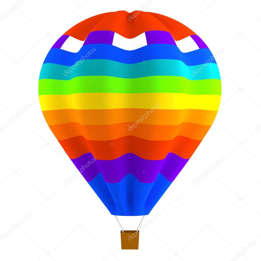 Colorful striped hot air balloon isolated