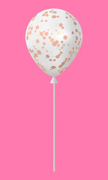 Globo Blanco Cubierto Con Lentejuelas Brillantes Sobre Fondo Rosa Elemento — Vector de stock