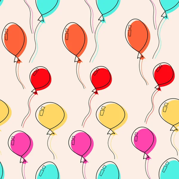 Цветные Воздушные Шары День Рождения Бесшовные Открытки Дизайн Векторной Иллюстрации — стоковый вектор