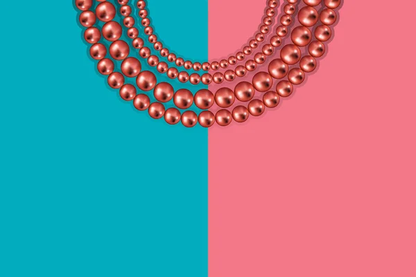 Roségoldene Perlen Auf Pastellfarbenem Rosa Blauem Hintergrund Luxus Vektorkulisse Mit — Stockvektor