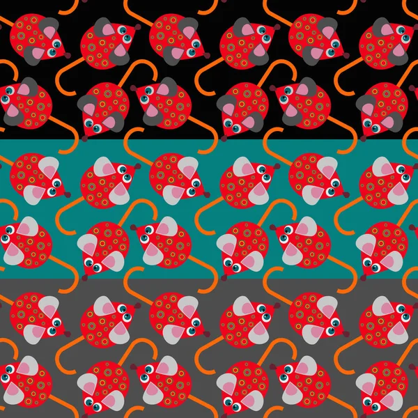 抽象的な赤いマウスでカラフルなシームレスな背景のセット 壁紙や服のベクトルデザインイラスト — ストックベクタ