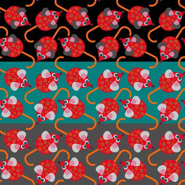 Set Van Kleurrijke Naadloze Achtergronden Met Abstracte Rode Muis Vector — Stockvector