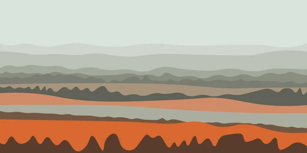 Приятный Пейзаж Линиями Полей Лесов Туманное Утро Летом Ранней Осенью — стоковый вектор