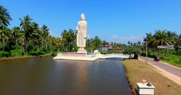 Peraliya Buddha staty tsunamin Sri Lanka drone antenn footage — Stockvideo