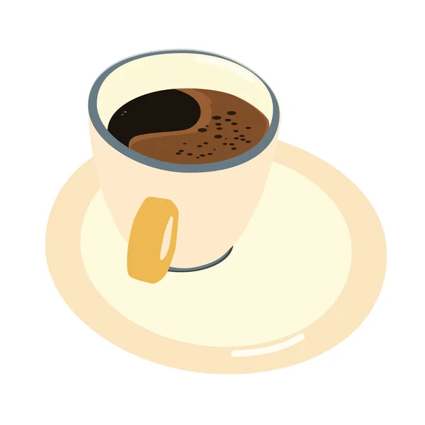 白い背景に分離した受け皿付けコーヒー カップのベクトル イラスト — ストックベクタ