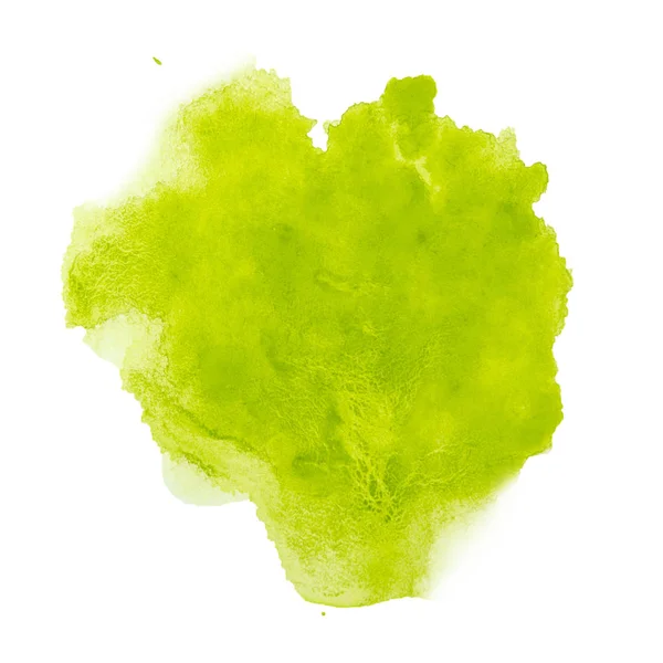 Зеленый цвет всплеск акварели руки окрашены изолированы на белом фоне, художественное оформление или фон — стоковое фото