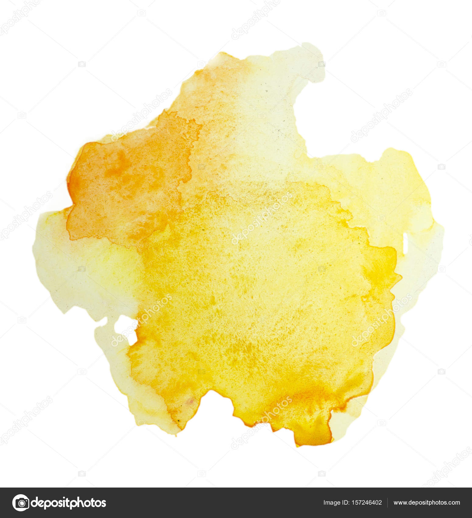 Color Yellow Splash Watercolor Hand Painted Isolated On White