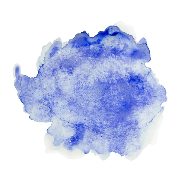 Färg blå stänk akvarell handmålade isolerade på vit bakgrund, konstnärlig utsmyckning eller bakgrund — Stockfoto