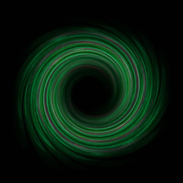 Onda abstracta con espiral verde sobre fondo negro utilizable como textura o fondo —  Fotos de Stock