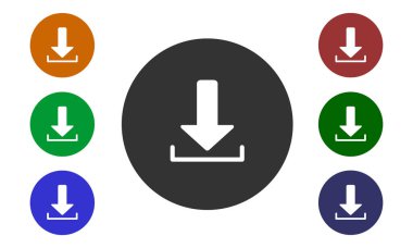 Renkli dairesel Icons download Web siteleri ve Forumlar ve e-shop görüntü düğmesi ve beyaz arka plan üzerinde - izole ok vektör