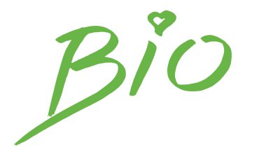 Yeşil, metin Bio beyaz arka plan üzerinde - izole logo için uygun el yazısı bir işaretiyle vektör