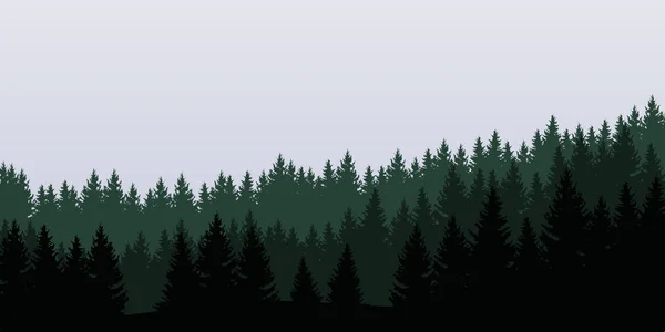 Panoramisch uitzicht van het landschap met groene bos onder bewolkte hemel - — Stockvector