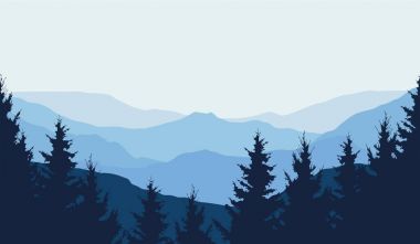 Kış dağ panoramik manzara orman ile