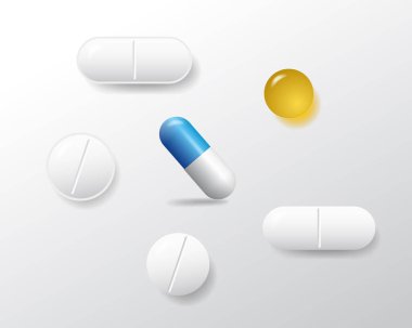 Çeşitli vektör hapları ve izole Tablet