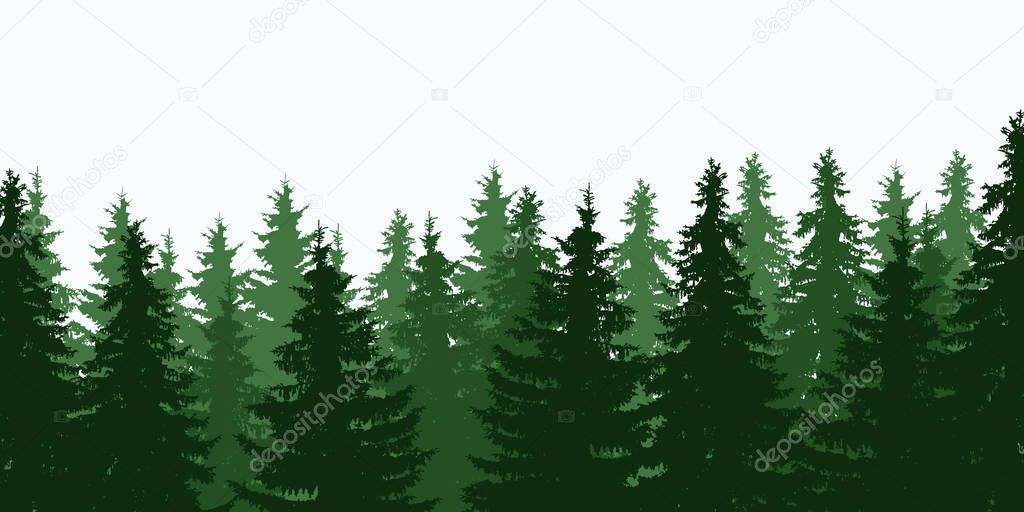 Vector illustration of green tree forest top