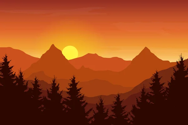 Vectorillustratie van een herfst oranje berglandschap — Stockvector