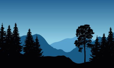 Vector illustration of a mountain landscape with trees clipart