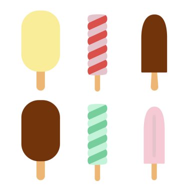 Vektör çizimler beyaz arka plan üzerinde izole Buz lolly farklı renk kümesi