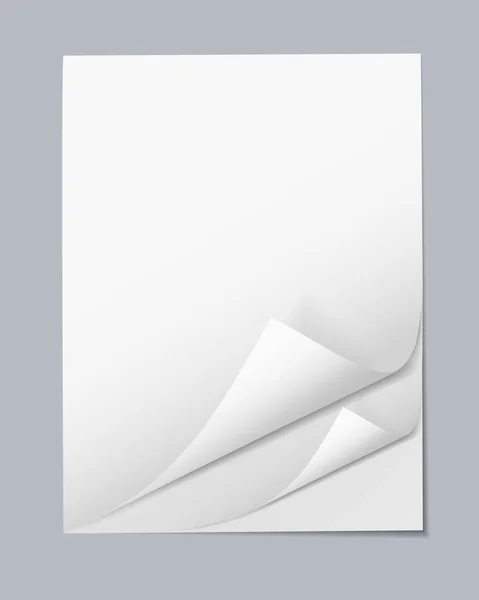 Vector realistic illustration of a workbook with sheets of paper with bent corners, isolated on a gray background — Stock Vector