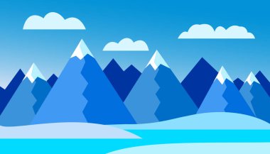 Kış dağ manzarası - düz tasarım vektör çizim