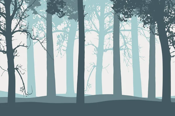Ilustração vetorial de troncos de árvores com galhos na floresta — Vetor de Stock