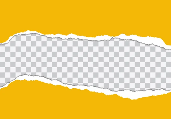 Ilustración vectorial de papel amarillo desgarrado con fondo transparente aislado sobre fondo blanco adecuado para inserción de texto — Vector de stock